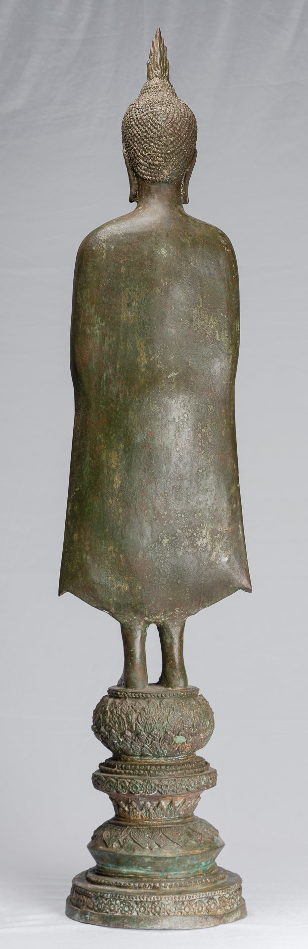 Stehende, nachdenkliche Buddha-Statue aus Bronze im antiken thailändischen Ayutthaya-Stil – 99 cm.