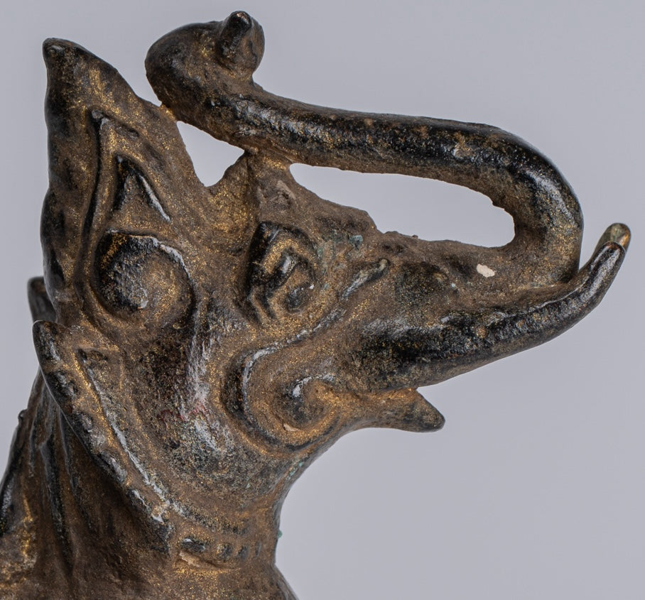 Bronzo di bronzo bronico antico Bronzo in piedi Chinthe Guardian Temple Lion - 11,5 cm/5 "