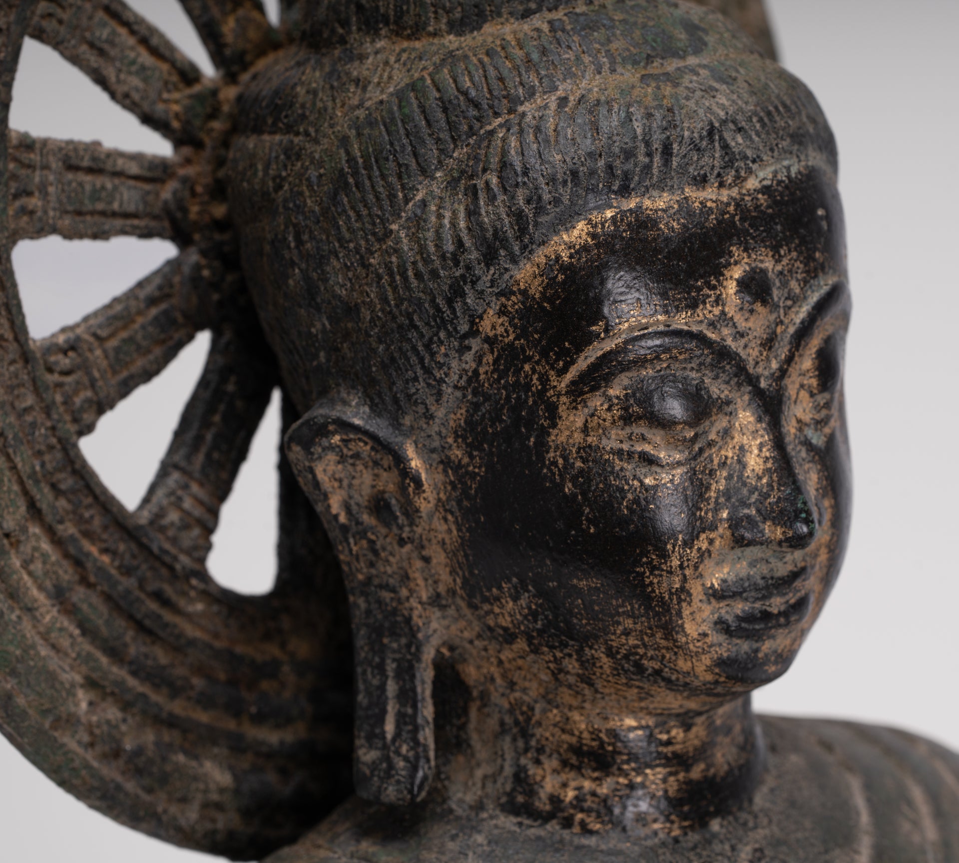 Large Antique Thai Style Seated Bronze Teaching Buddha Statue - 54cm/22"