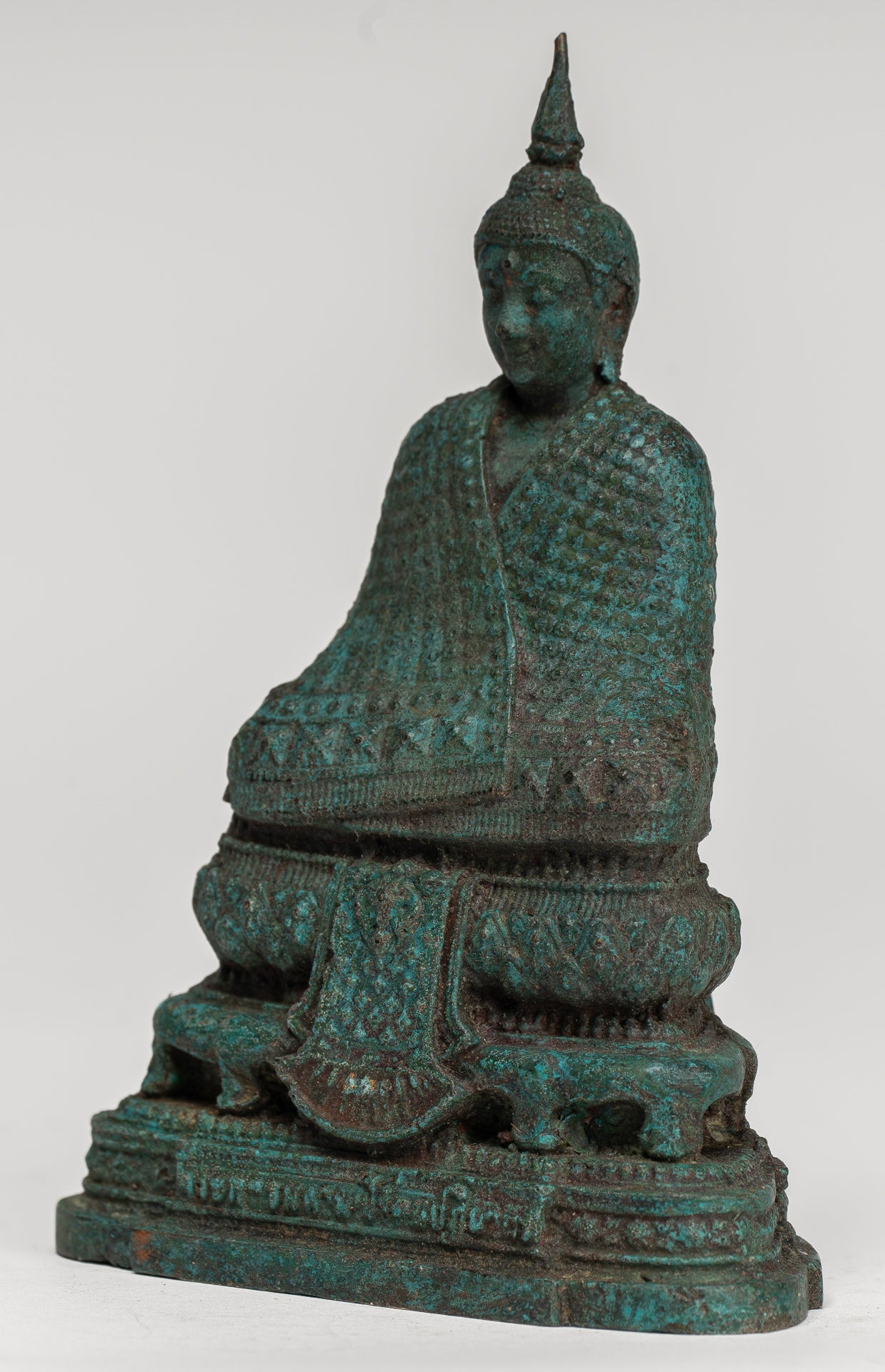 Buddha Sculpture - Antique Thai Style Bronze Seated Meditation Winter Buddha Statue - 12.5cm/5"
