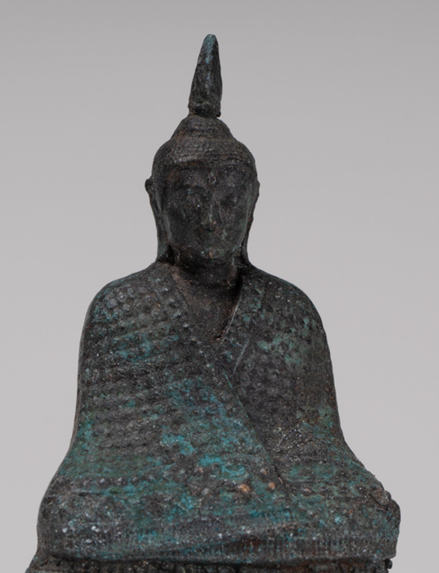 Buddha Sculpture - Antique Thai Style Bronze Seated Meditation Winter Buddha Statue - 12.5cm/5"