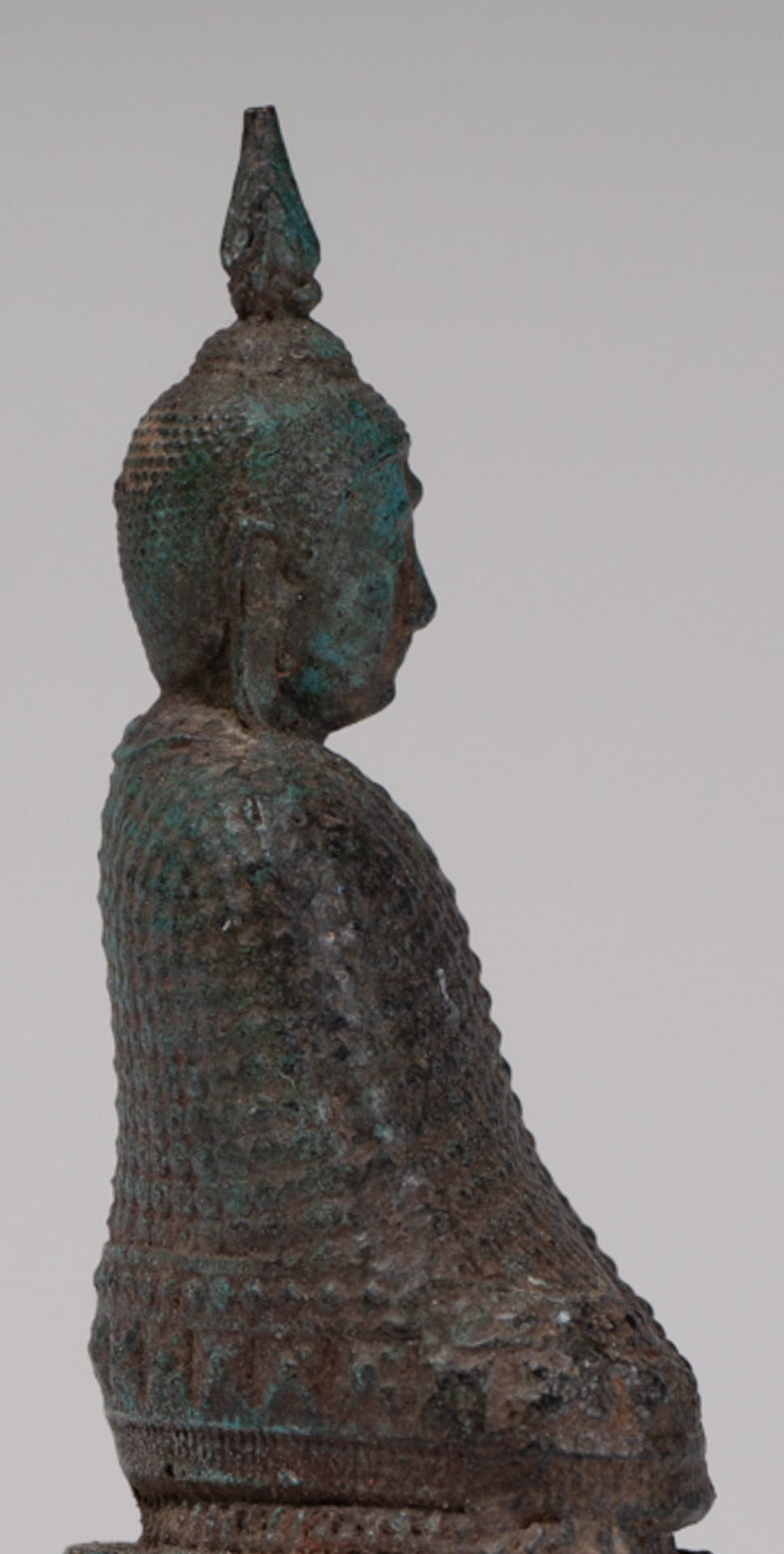 Buddha Sculpture - Antique Thai Style Bronze Seated Meditation Winter Buddha Statue - 12.5cm/5"