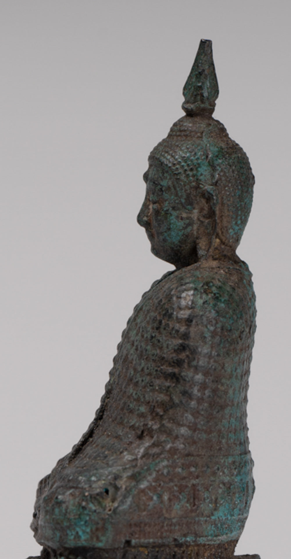 Buddha Sculpture - Antique Thai Style Bronze Seated Meditation Winter Buddha Statue - 12.5cm/5"