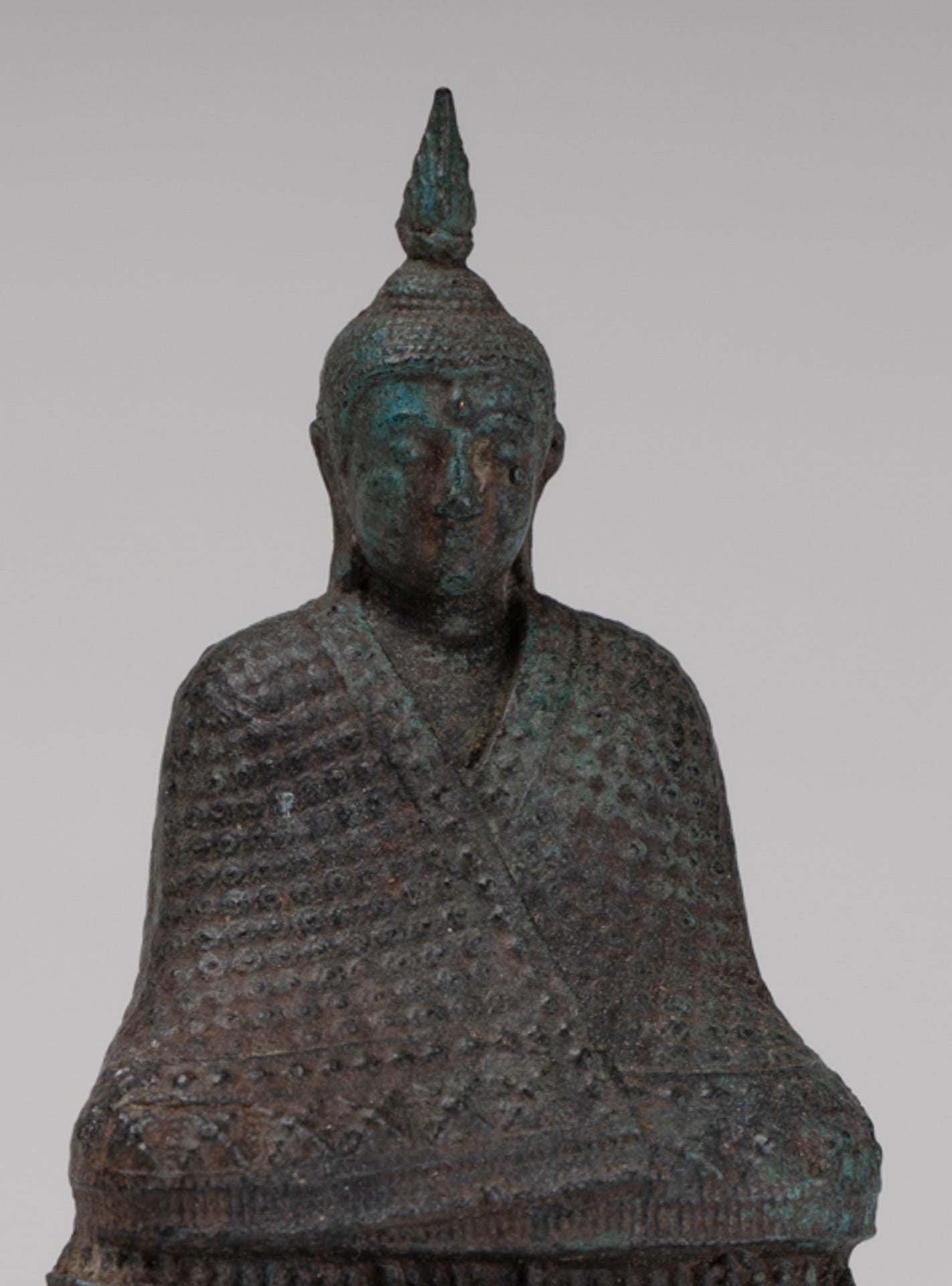 Buddha Sculpture - Antique Thai Style Bronze Seated Meditation Winter Buddha Statue - 12.5cm/5"