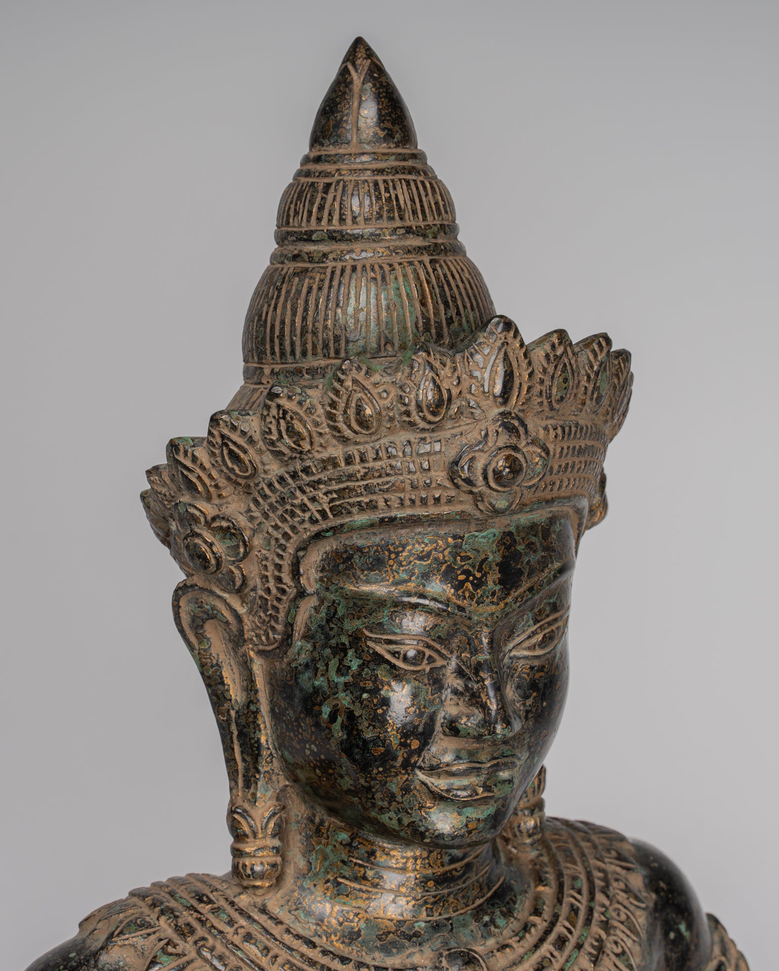 Buddha Statue - Antique Khmer Style Bronze Varada or Charity Angkor Wat Buddha Statue - 55cm/22"