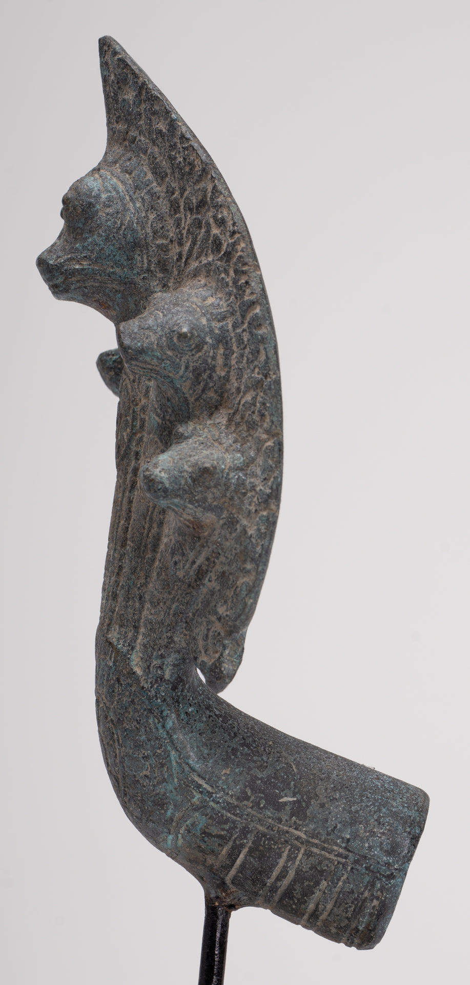 Naga Statue - Antique Khmer Style Bronze Protective Naga, Snake or Serpent Statue - 29cm/12"