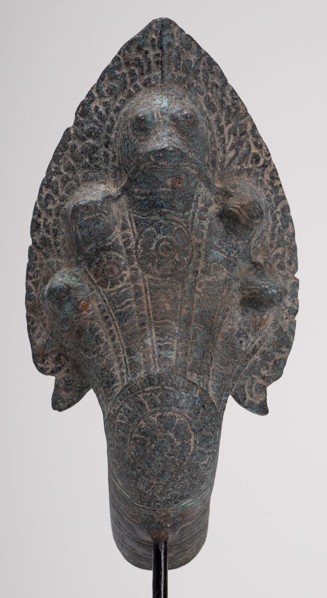 Naga Statue - Antique Khmer Style Bronze Protective Naga, Snake or Serpent Statue - 29cm/12"