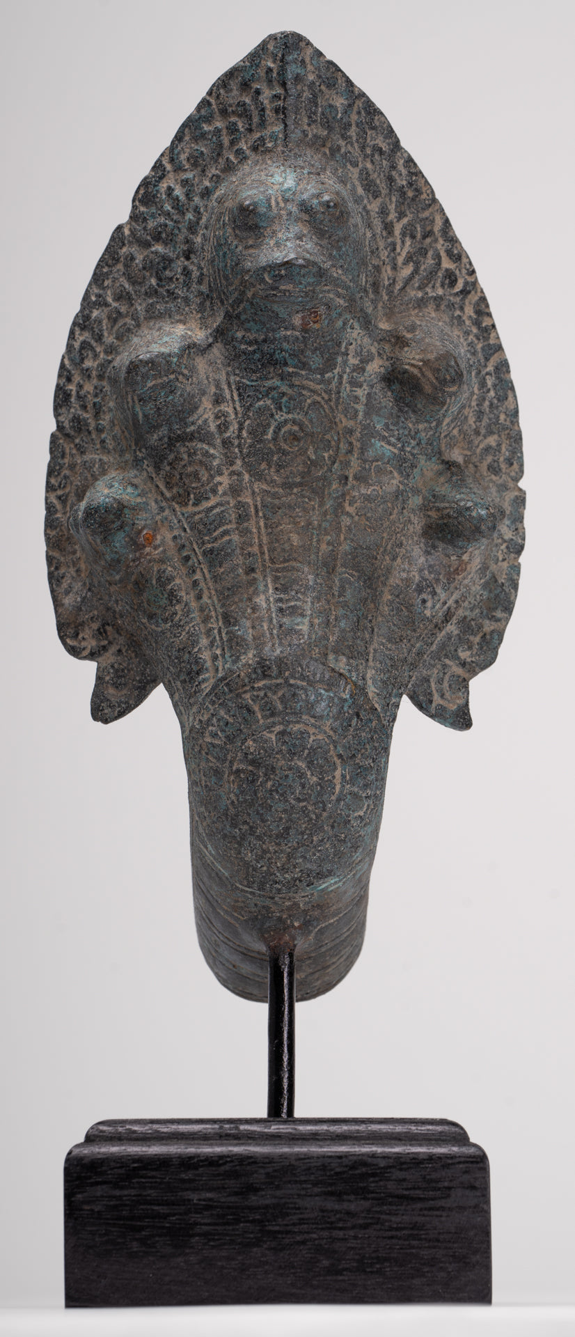 Naga Statue - Antique Khmer Style Bronze Protective Naga, Snake or Serpent Statue - 29cm/12"