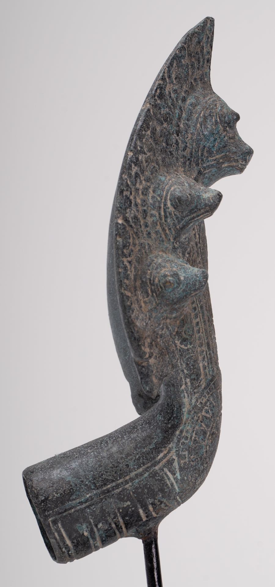 Naga Statue - Antique Khmer Style Bronze Protective Naga, Snake or Serpent Statue - 29cm/12"