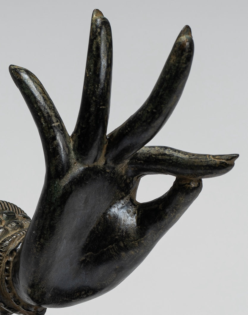 Mounted Antique Thai Style Southeast Asia Bronze Thai Teaching Hand - 24cm/10"
