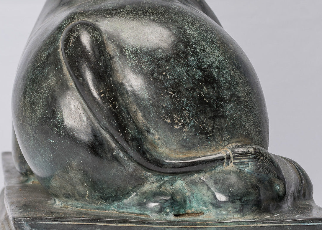 Statua Nandi in bronzo in stile Khmer antico - Monte di Shiva - 53 cm/21 "di lunghezza