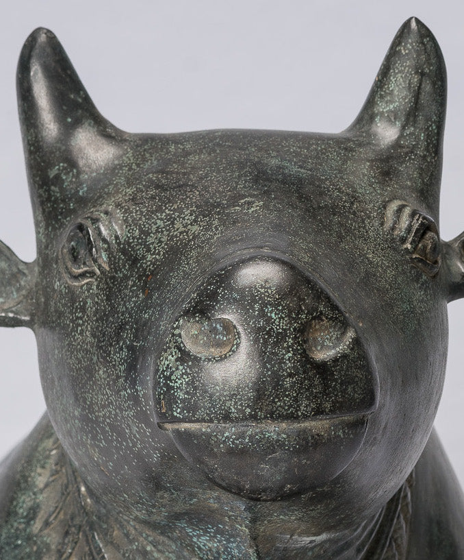 Statua Nandi in bronzo in stile Khmer antico - Monte di Shiva - 53 cm/21 "di lunghezza