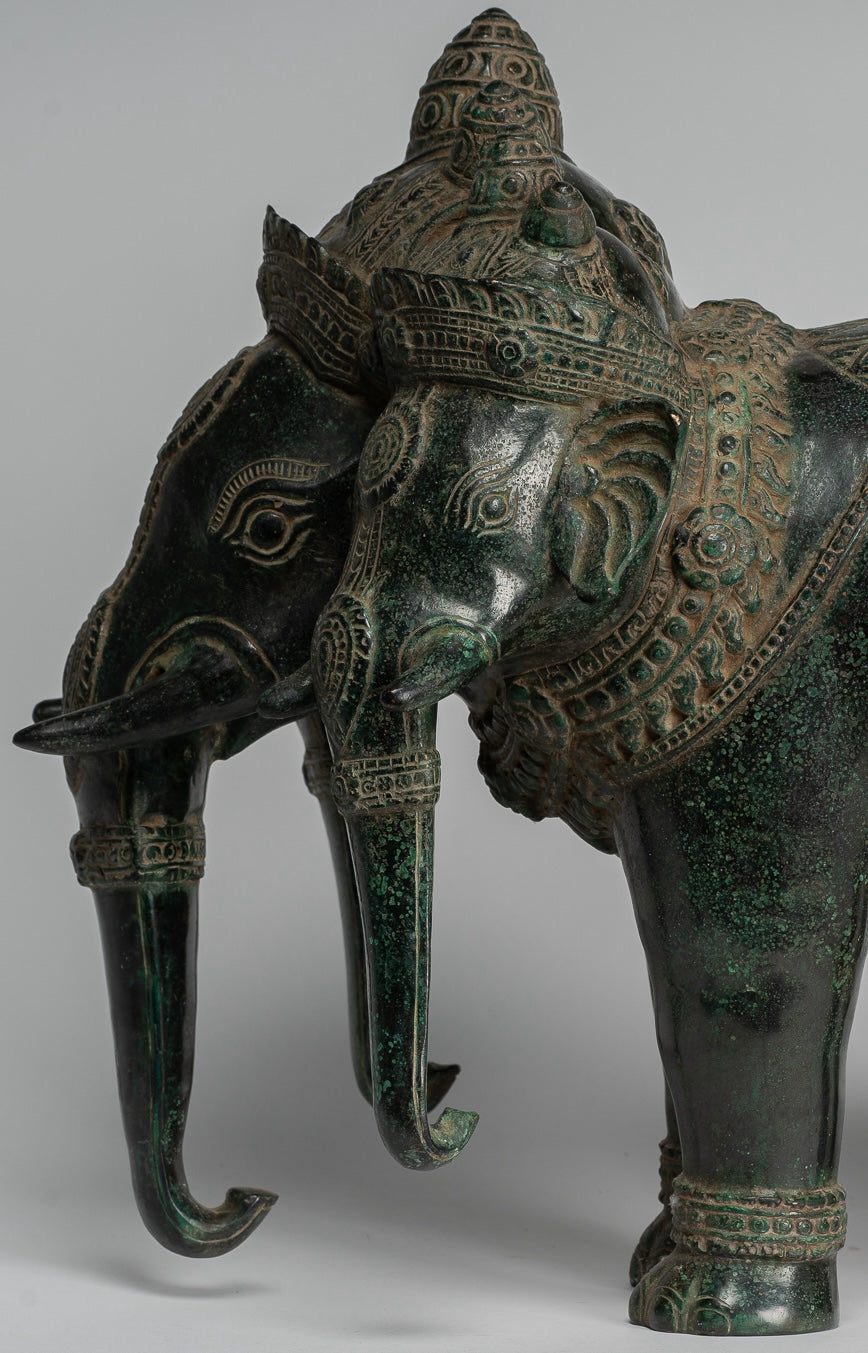 Estatua de Airavata o Elephant de Estilo Antiguo de Estilo JMER - 44cm/18 "de altura