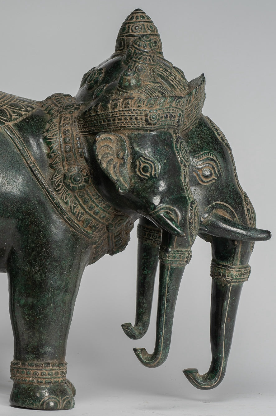 Estatua de Airavata o Elephant de Estilo Antiguo de Estilo JMER - 44cm/18 "de altura