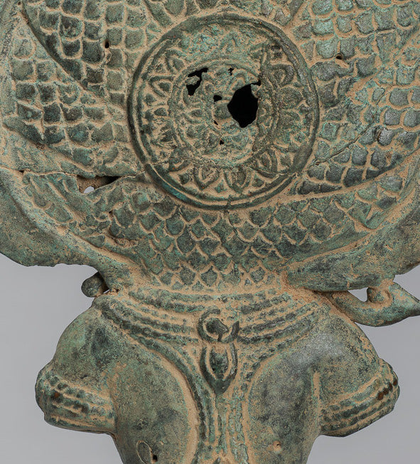 Apsara - Antique Khmer Style Bronze Angkor Wat Apsara & Naga Statue - 36 cm/14 "