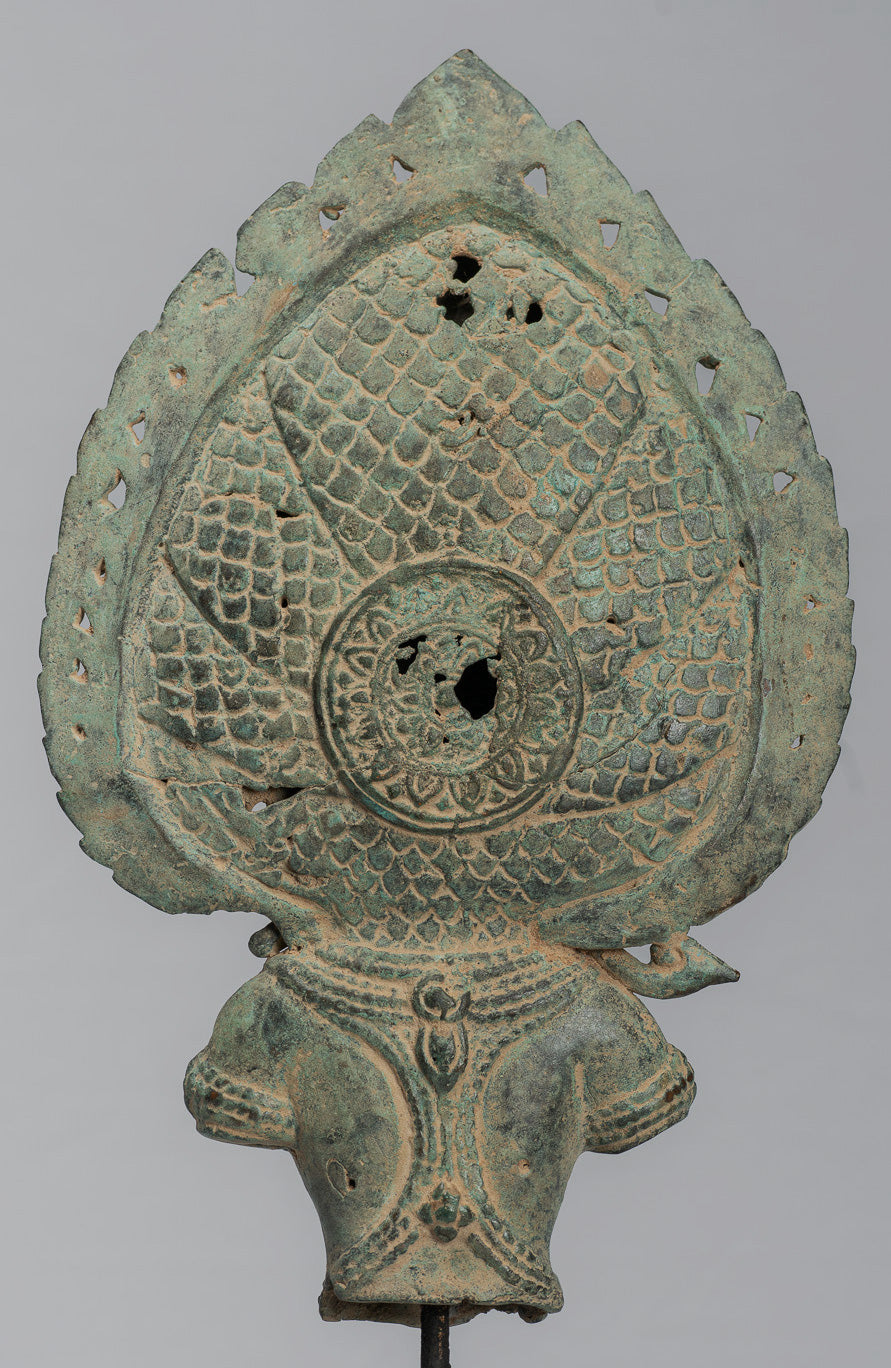 Apsara - Antique Khmer Style Bronze Angkor Wat Apsara & Naga Statue - 36 cm/14 "