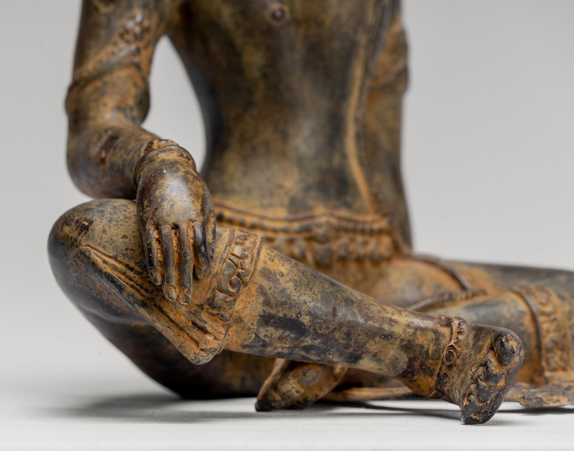 Tara Statue - Antique Java Style Indonesian Bronze Devi Tara Statue - 25cm/10"