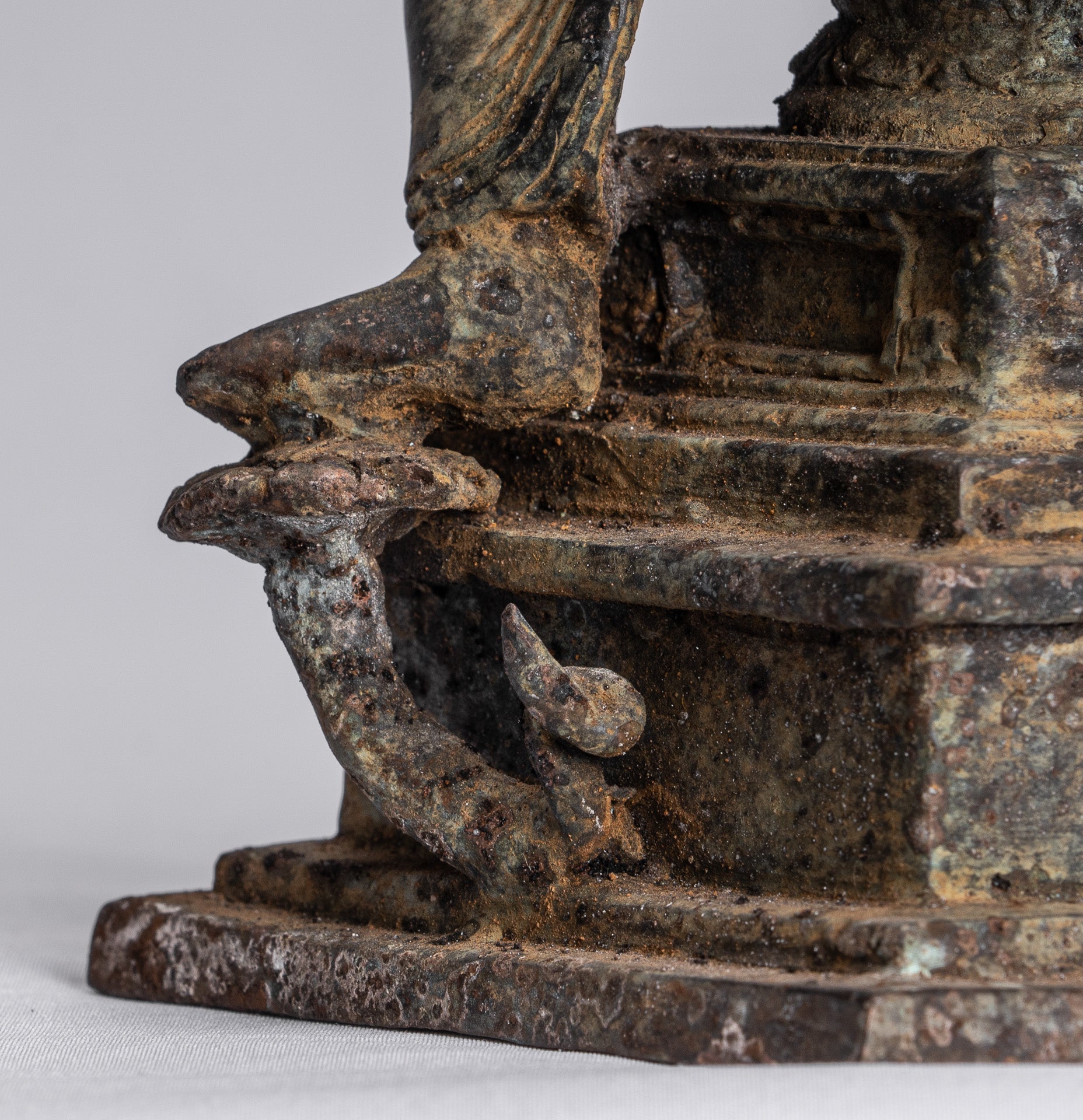 Buddha Statue - Antique Indonesian Style Bronze Javanese Protection Buddha Statue - 28cm/11"