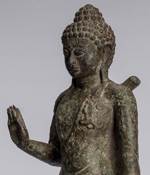 Buddha Statue - Antique Indonesian Style Javanese Standing Protection Buddha Statue - 43cm/17"