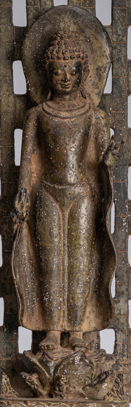 Statua Buddha - Antique in stile indonesiano Bronzo in piedi Java Teaching Buddha Statue - 39cm/16 "