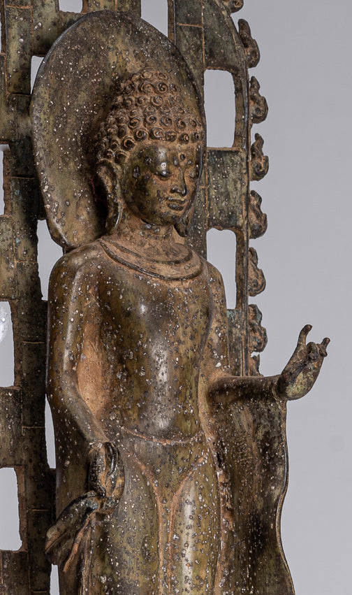 Statua Buddha - Antique in stile indonesiano Bronzo in piedi Java Teaching Buddha Statue - 39cm/16 "