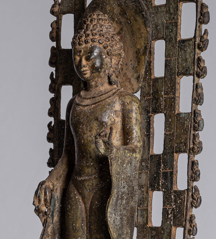 Statua Buddha - Antique in stile indonesiano Bronzo in piedi Java Teaching Buddha Statue - 39cm/16 "