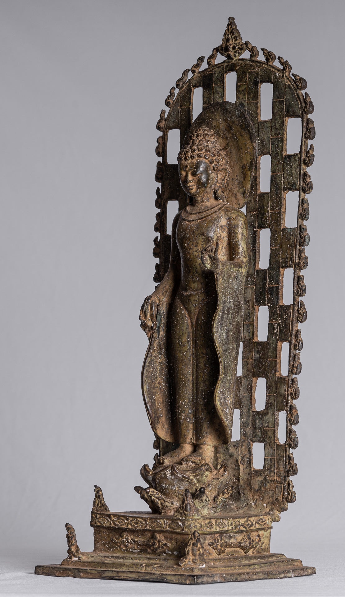 Statua Buddha - Antique in stile indonesiano Bronzo in piedi Java Teaching Buddha Statue - 39cm/16 "