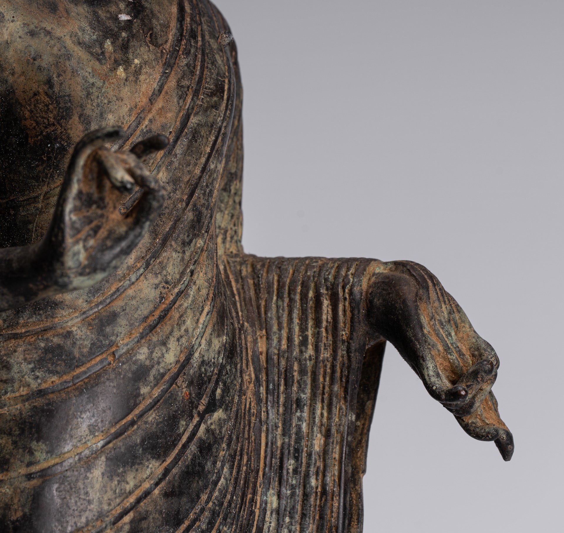 Statue de Bouddha – Bouddha d'enseignement javanais en bronze de style indonésien antique – 40 cm/16"