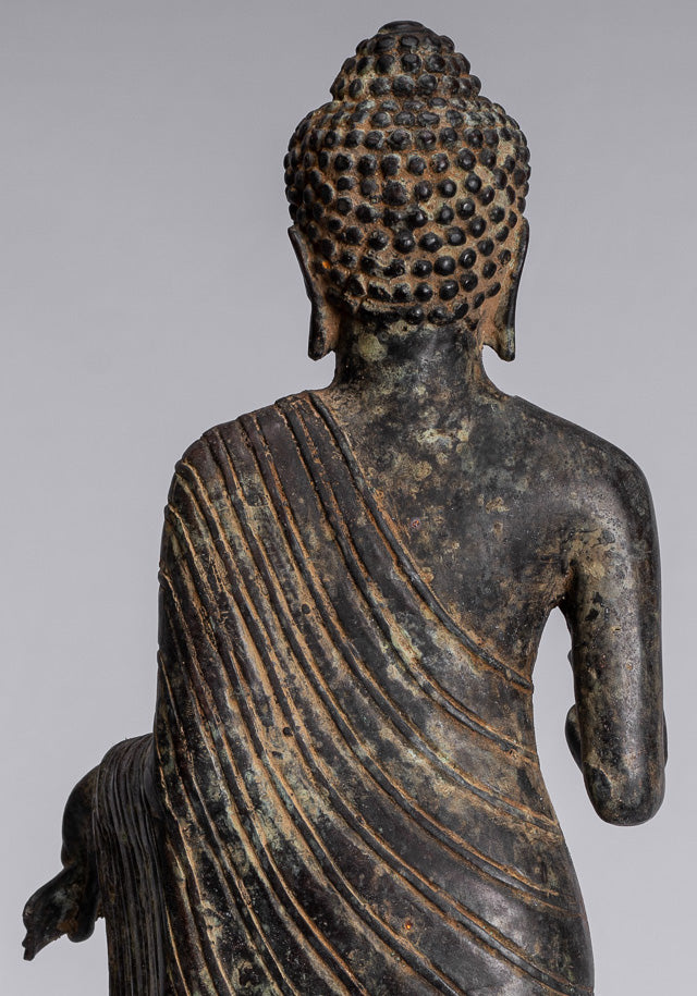 Statue de Bouddha – Bouddha d'enseignement javanais en bronze de style indonésien antique – 40 cm/16"