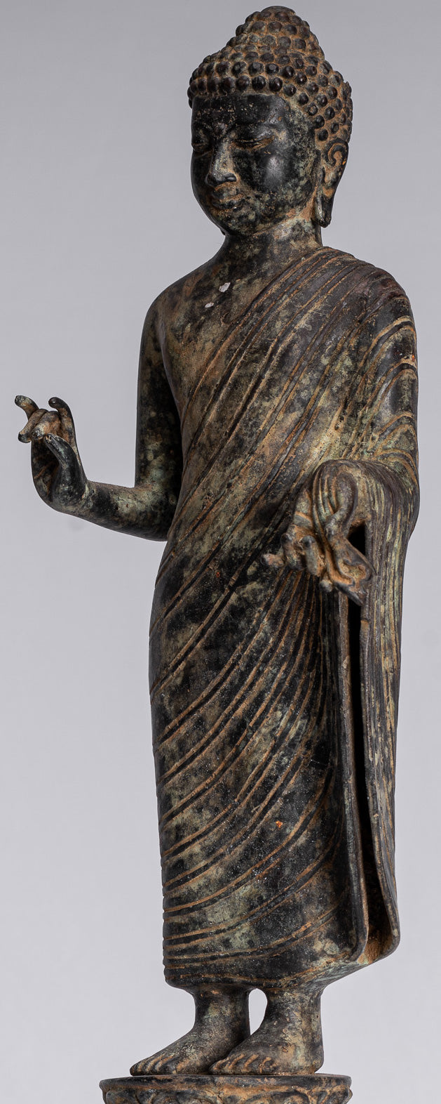 Statue de Bouddha – Bouddha d'enseignement javanais en bronze de style indonésien antique – 40 cm/16"