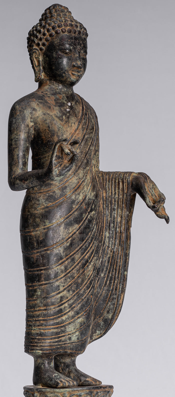 Statue de Bouddha – Bouddha d'enseignement javanais en bronze de style indonésien antique – 40 cm/16"