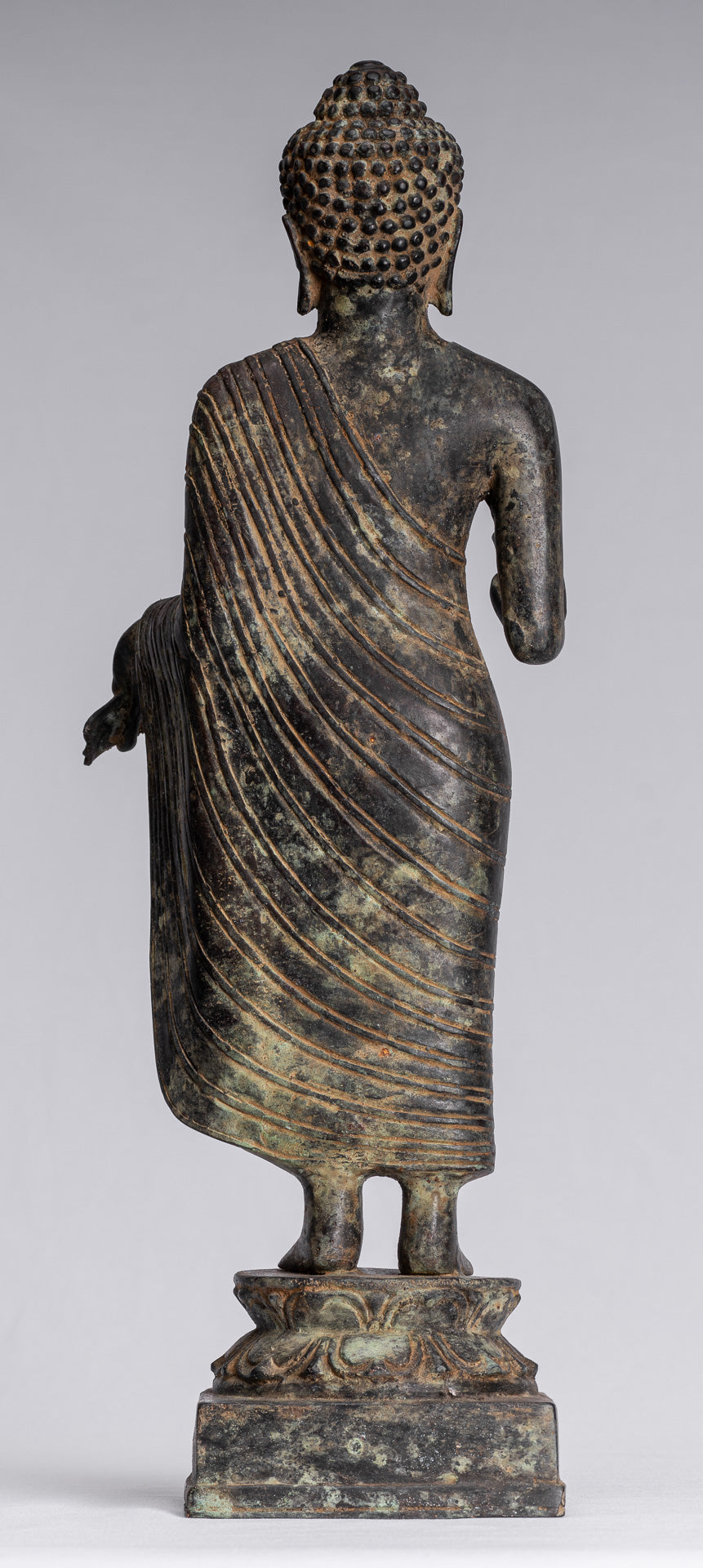 Statue de Bouddha – Bouddha d'enseignement javanais en bronze de style indonésien antique – 40 cm/16"