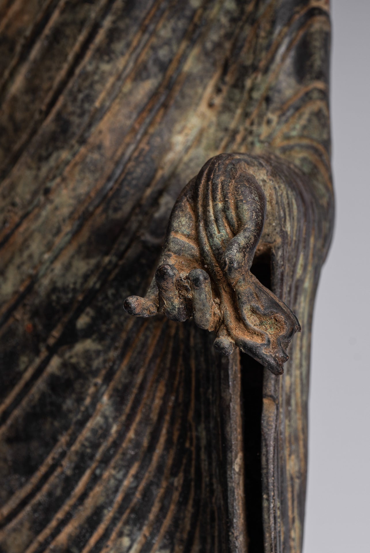 Statue de Bouddha – Bouddha d'enseignement javanais en bronze de style indonésien antique – 40 cm/16"