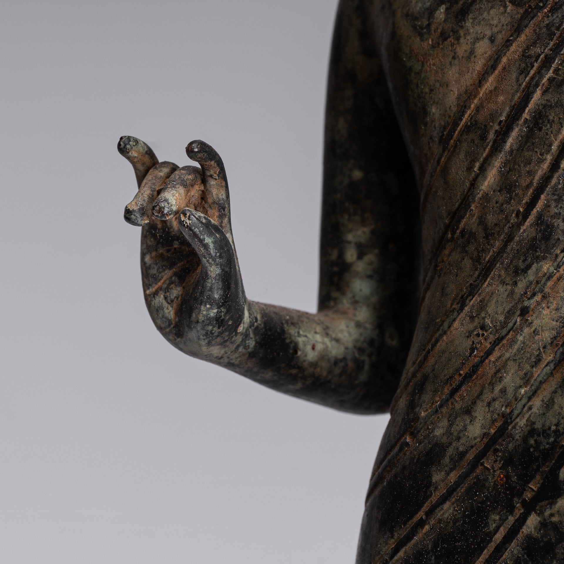 Statue de Bouddha – Bouddha d'enseignement javanais en bronze de style indonésien antique – 40 cm/16"