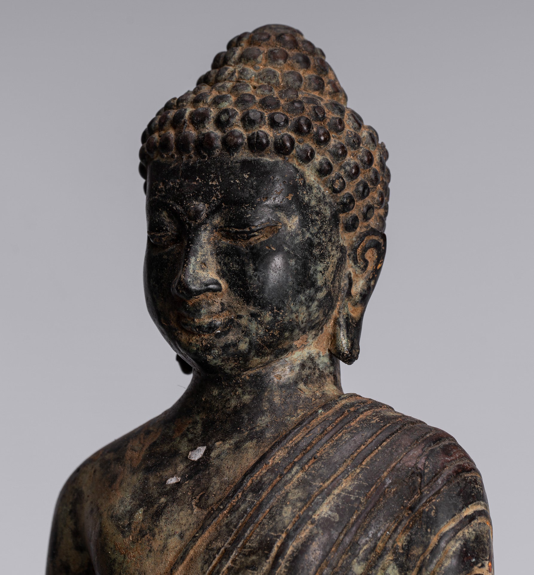 Statue de Bouddha – Bouddha d'enseignement javanais en bronze de style indonésien antique – 40 cm/16"