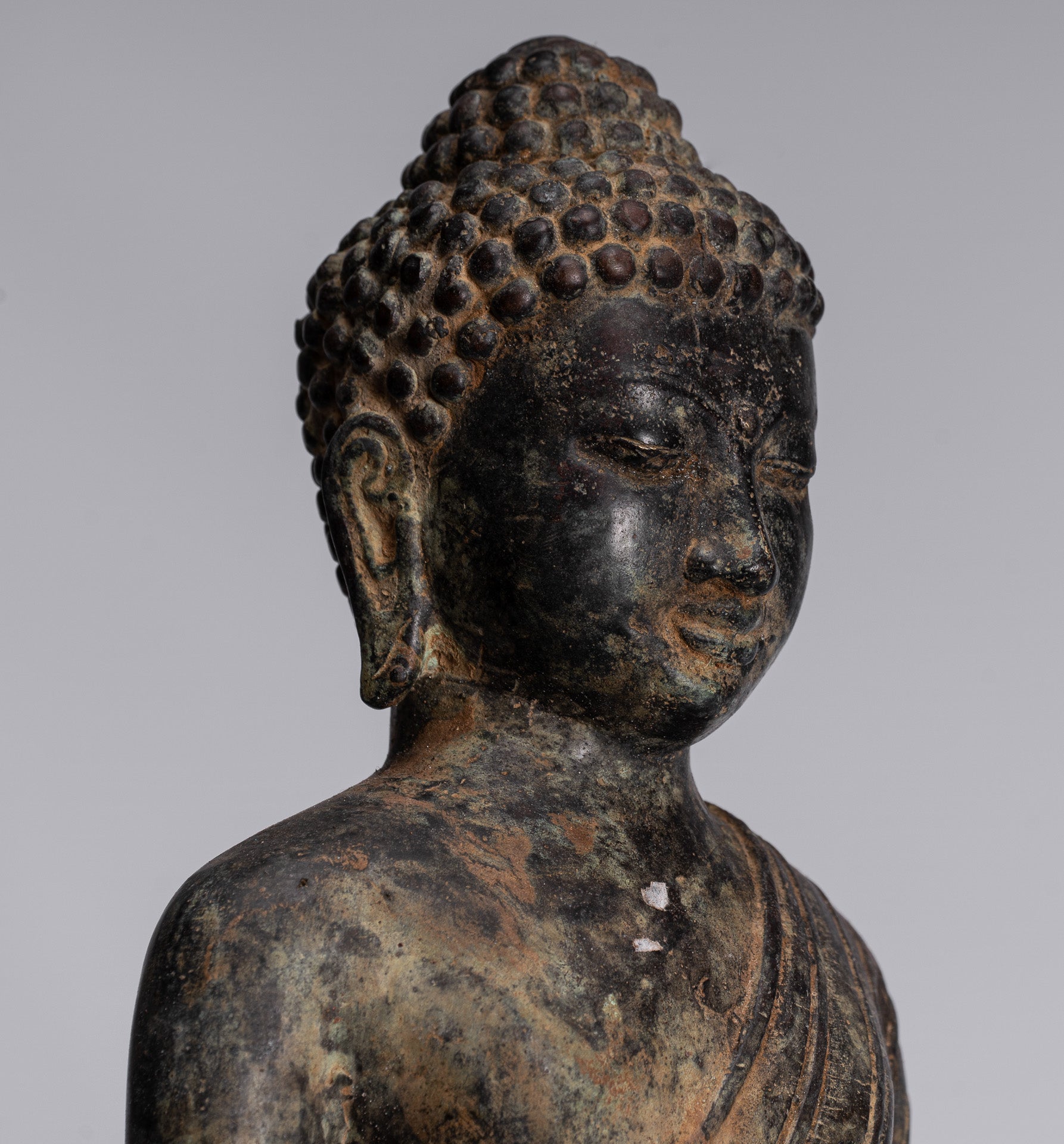Statue de Bouddha – Bouddha d'enseignement javanais en bronze de style indonésien antique – 40 cm/16"