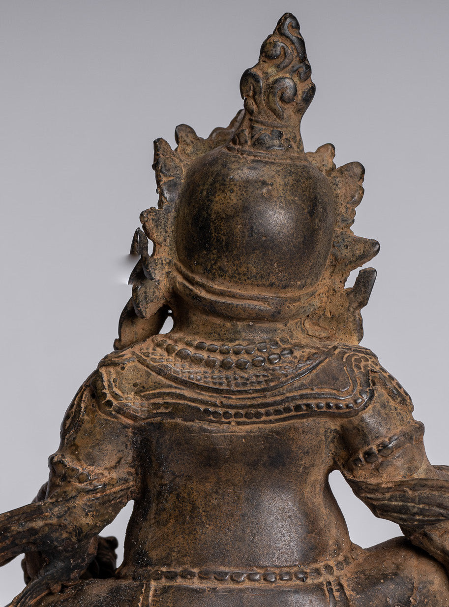 Statue de Jambhala – Antique Java Majapahit Style assis Jambhala Statue Dieu de la richesse – 21 cm/20,3 cm