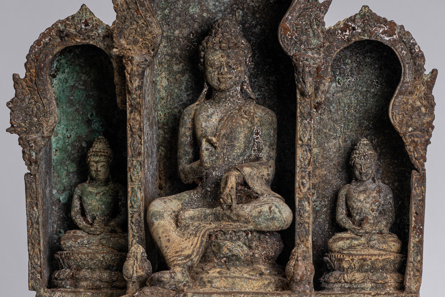 Buddha Statue - Antique Indonesian Style Bronze Javanese Teaching Buddha Statue - 32cm/13"