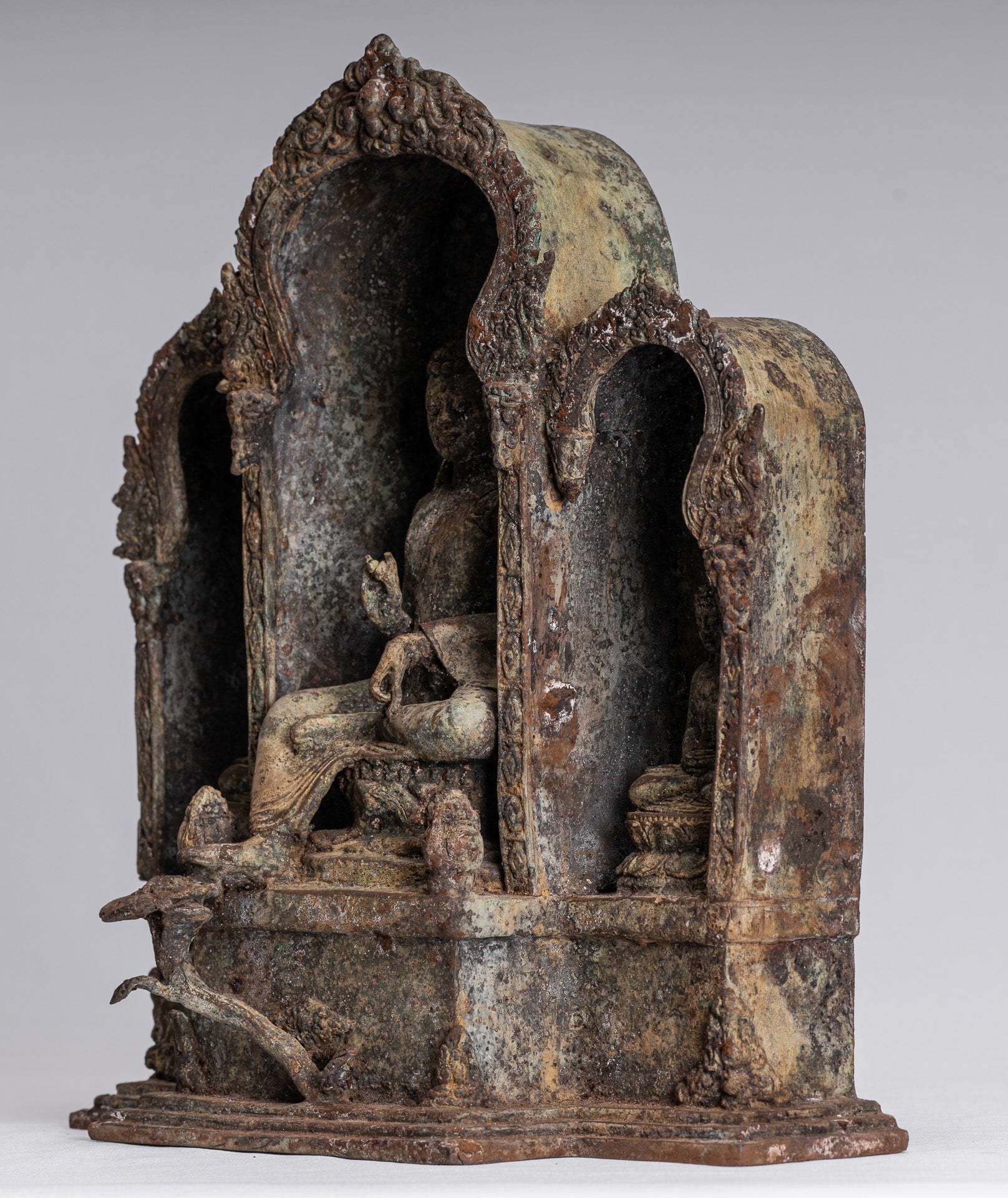 Buddha Statue - Antique Indonesian Style Bronze Javanese Teaching Buddha Statue - 32cm/13"