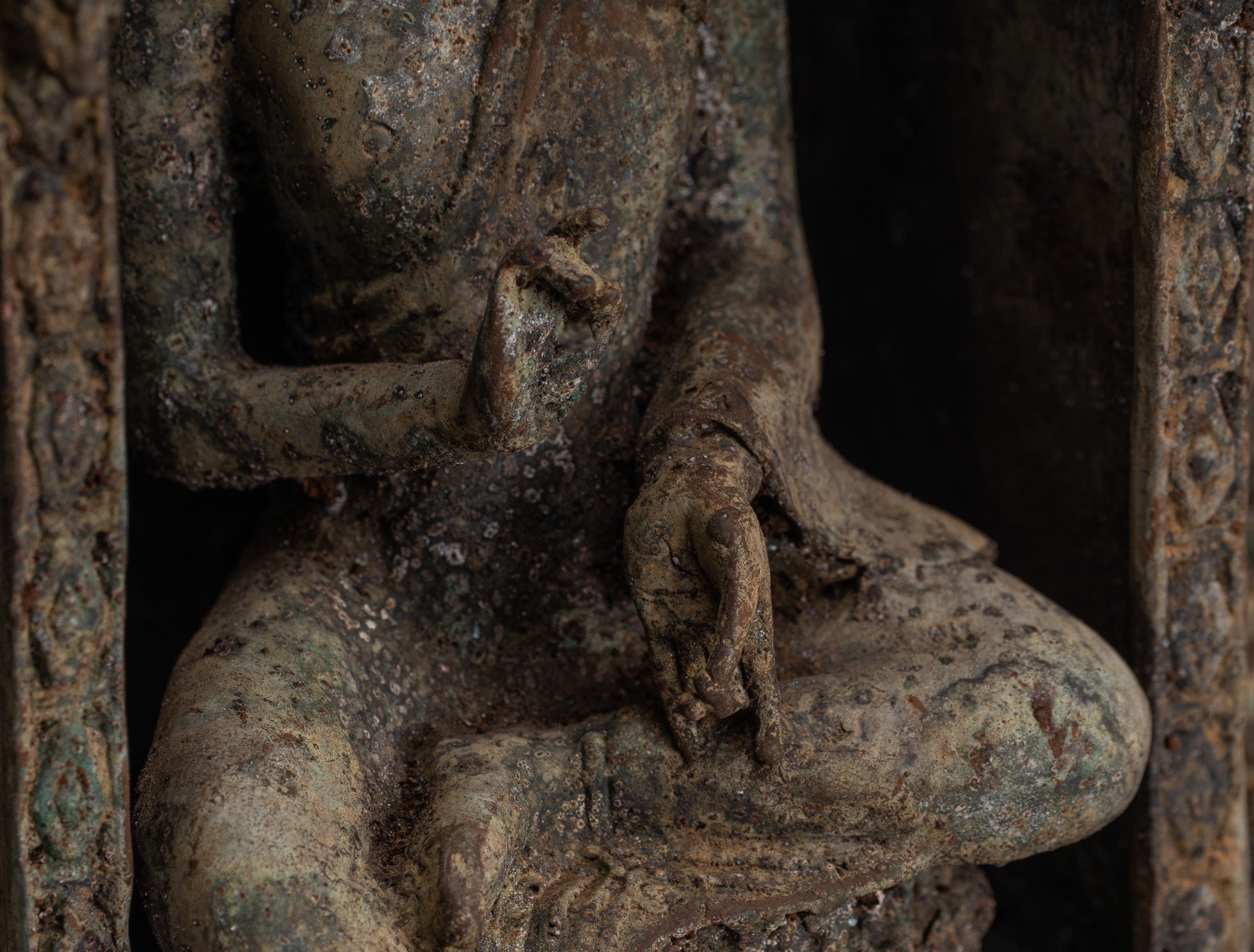 Buddha Statue - Antique Indonesian Style Bronze Javanese Teaching Buddha Statue - 32cm/13"