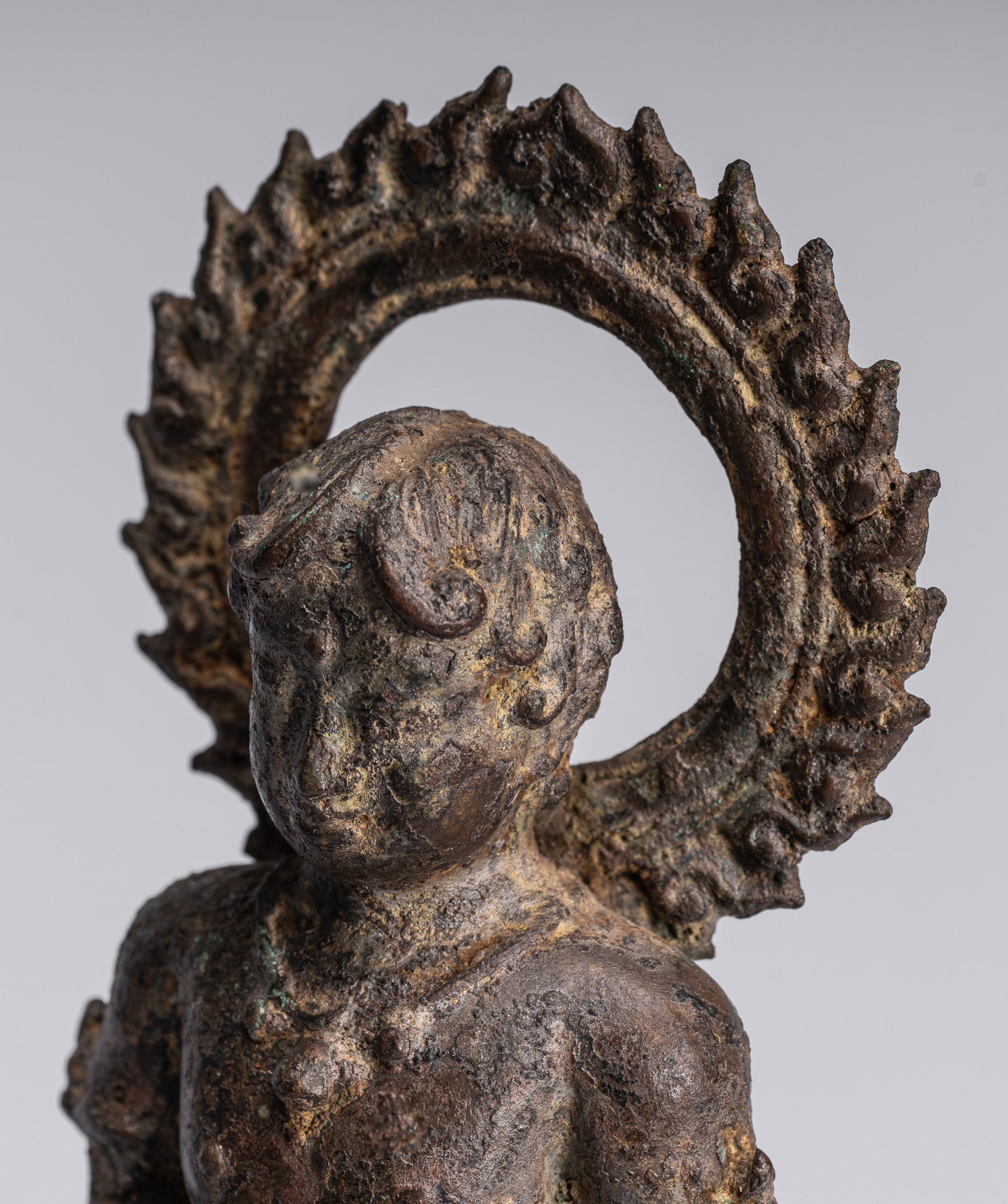 Devotee Statue - Antique Indonesian Style Bronze Javanese Devotee of Buddha Statue - 27cm/11"