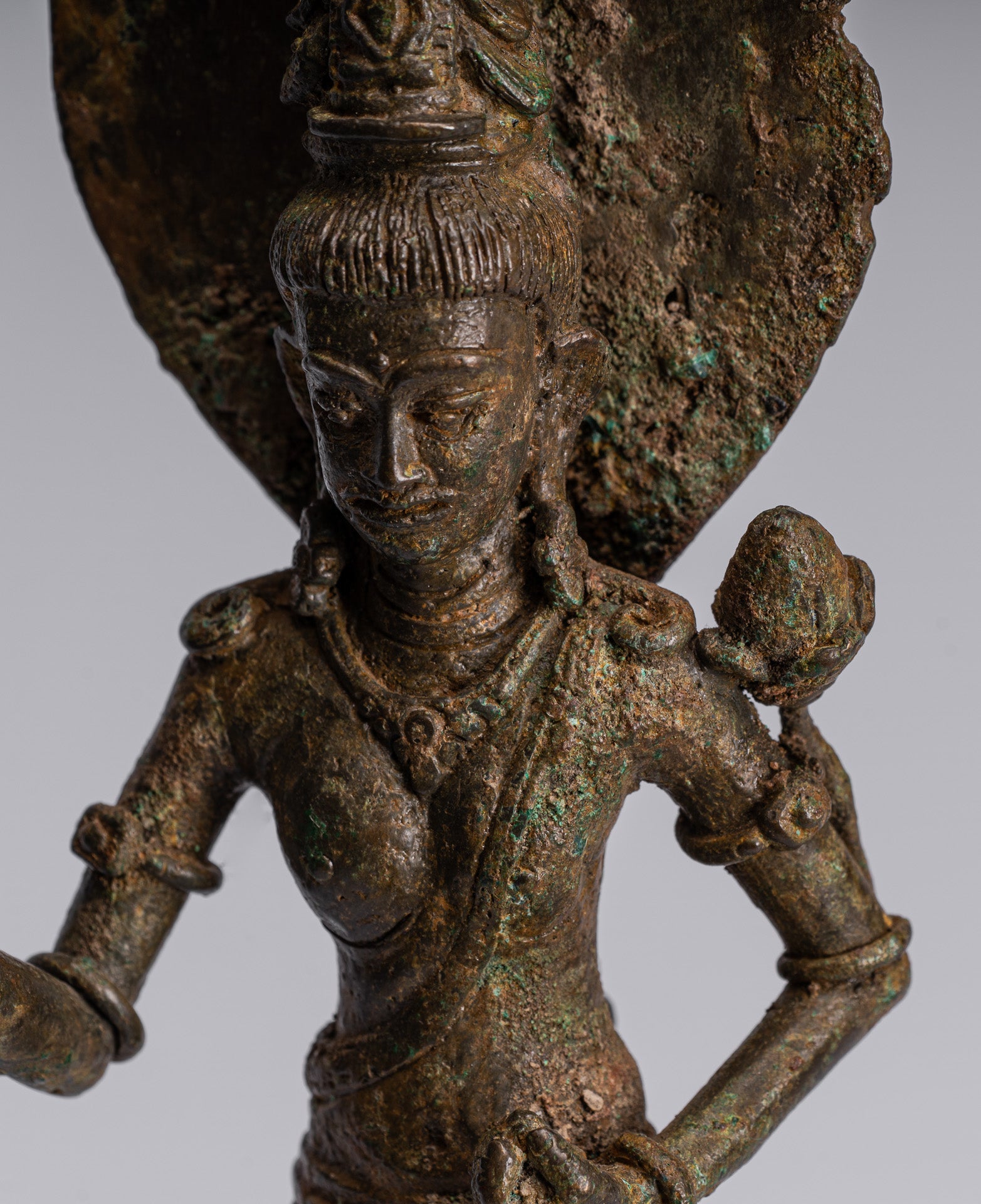 Lokeshvara - Antique Indonesian Style Majapahit Standing Bronze Lokeshvara Statue - 27cm/11"