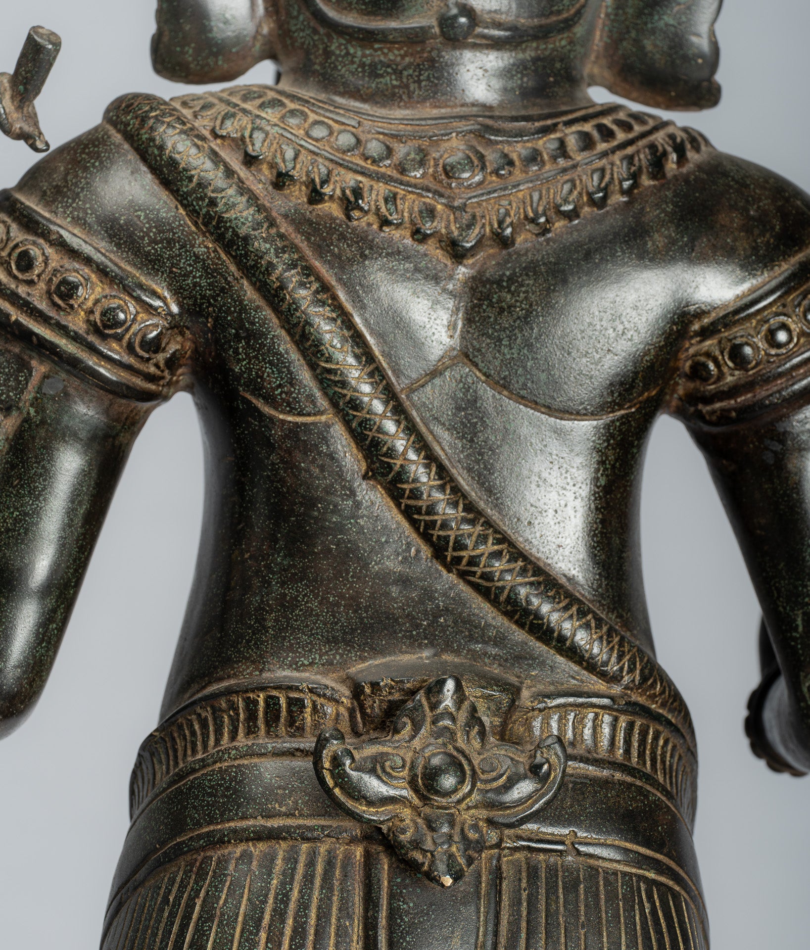 Ganesha Statue - Antique Khmer Style Standing Bronze Angkor Wat Ganesha Statue and Yoni - 88cm/35"