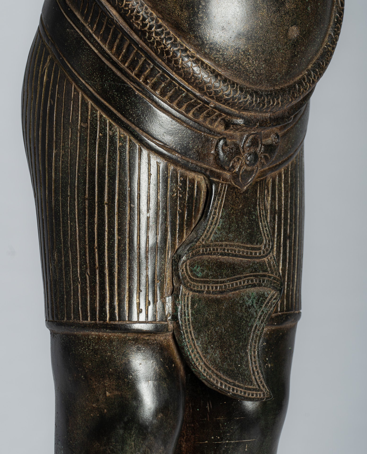 Ganesha Statue - Antique Khmer Style Standing Bronze Angkor Wat Ganesha Statue and Yoni - 88cm/35"