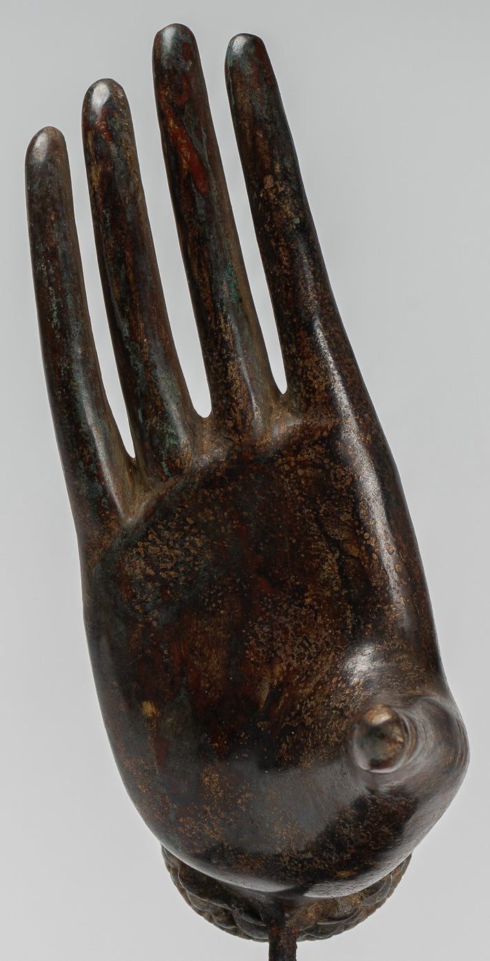 Antique Thai Style Southeast Asia Mounted Bronze Protection Thai Hand - 27cm/11"