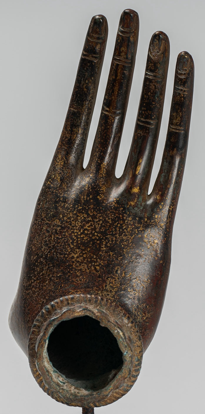 Antique Thai Style Southeast Asia Mounted Bronze Protection Thai Hand - 27cm/11"