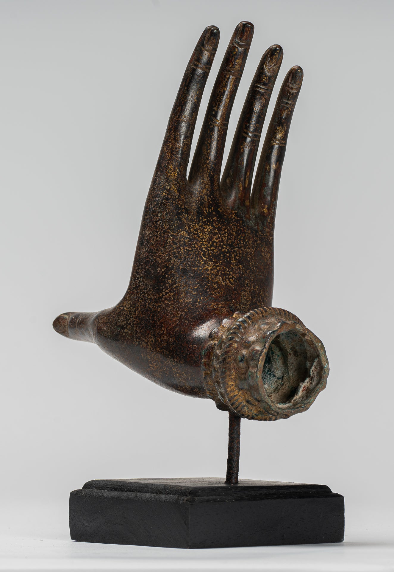 Antique Thai Style Southeast Asia Mounted Bronze Protection Thai Hand - 27cm/11"