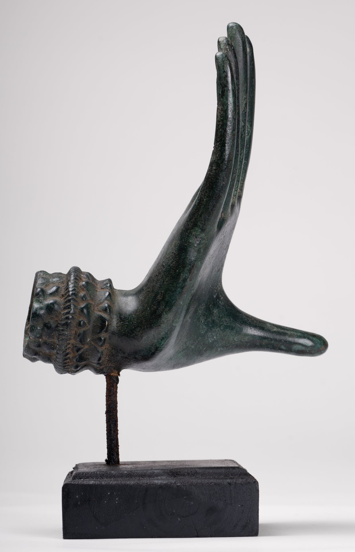 Antique Thai Style Southeast Asia Mounted Bronze Protection Thai Hand - 27cm/11"