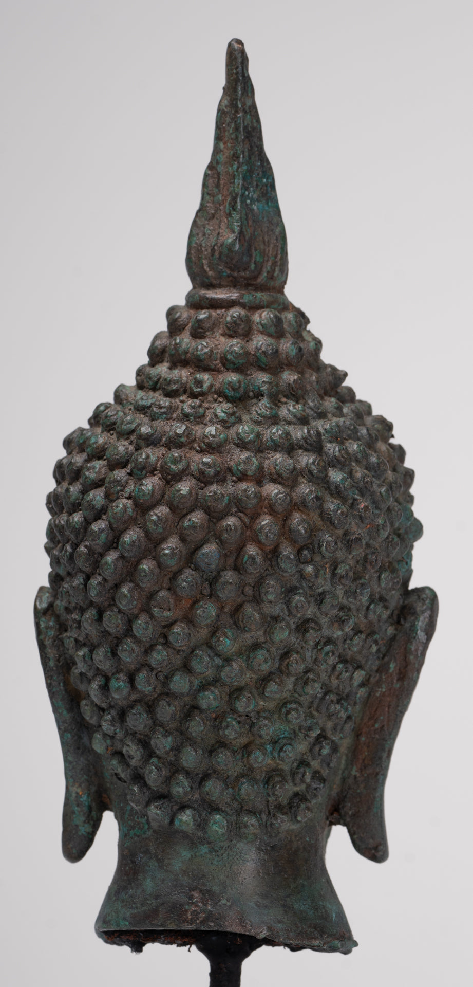 Antique Thai Style Sukhothai Mounted Bronze Buddha Head - 22.5cm/9"