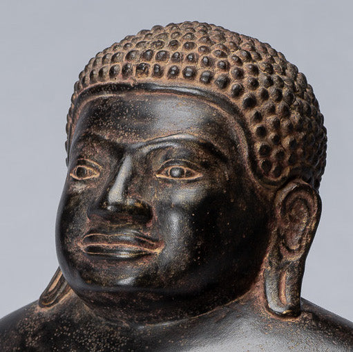 Buddha Statue - Antique Thai Style Bronze Happy, Fat, Laughing Buddha Budai Statue - 31cm/12"
